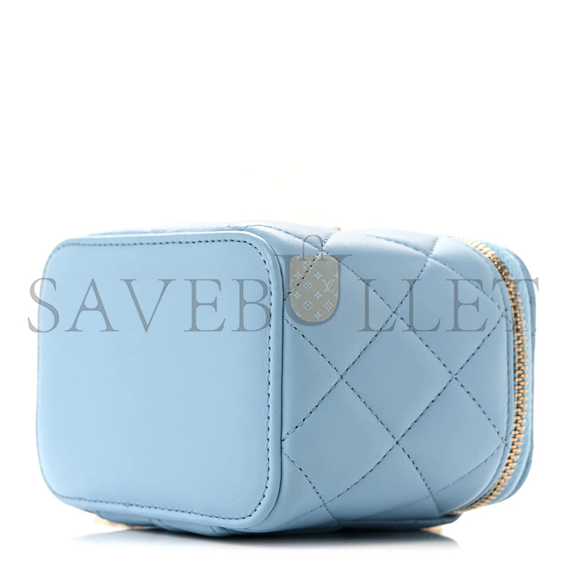 CHANEL MASTER LAMBSKIN QUILTED PEARL CRUSH MINI VANITY CASE WITH CHAIN AS1447 (11*8.5*7cm)